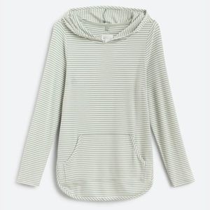 Market & Spruce Green Striped Milania French Terry Curved Hem Hoodie Women’s 2X